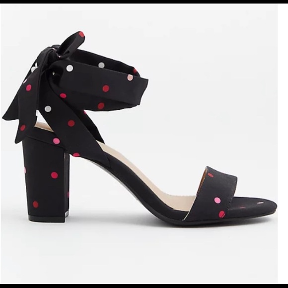 Torrid Black Polka-Dot Wrap Heels - Picture 3 of 5